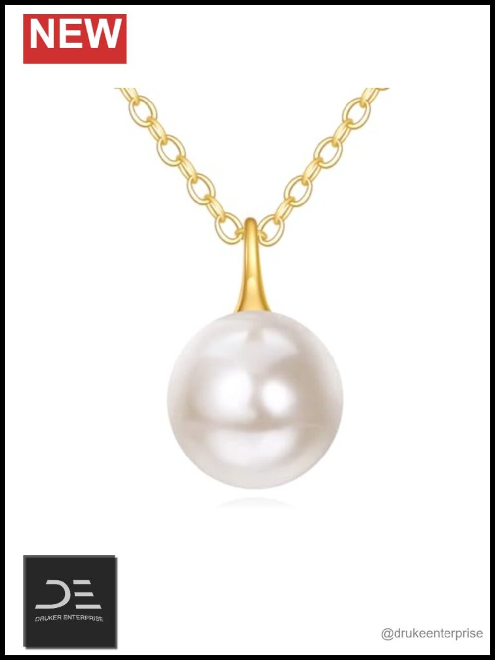 14k Real Gold Freshwater Pearl Pendant Necklace for Women, Hypoallergenic Gift